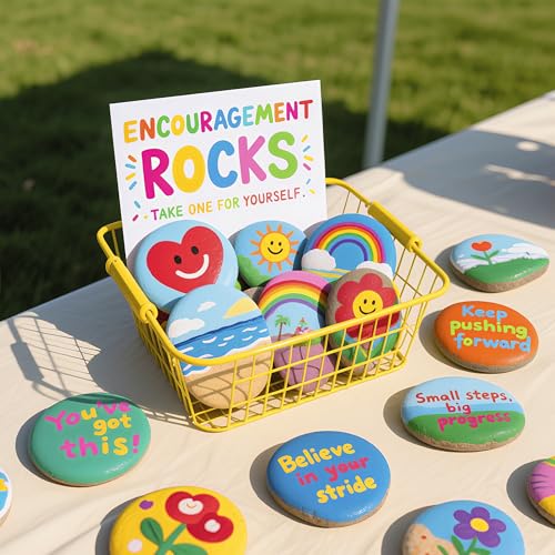 Simetufy 100Pcs River Rocks for Painting 3-4 Inch Large Flat Smooth Stones - size: 3-4in -100pcs