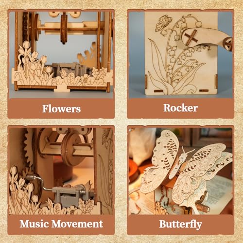 Music Park 3D Wooden Puzzle, Butterfly & Calendar - color: Natural Wood
