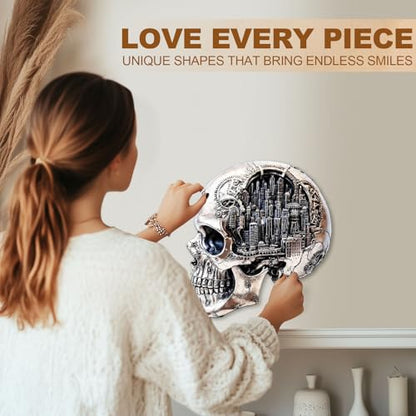 City Skull Puzzles Adults Gifts Wooden 100 Pieces 8.5 * 7.8in - color: City Skull, size: Small