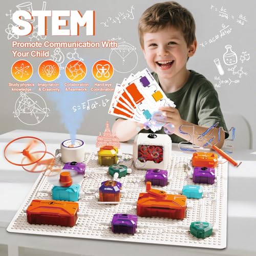 Science Kits for Kids - STEM Kits for Kids, Electronics Exploration Kit, Over 420 Projects, 50 Circuit Parts with Bubble Maker，Fan & Flying Helicopter, STEM Educational Toy Gifts for Boys& Girls - style: D9003-50 Circuit Parts