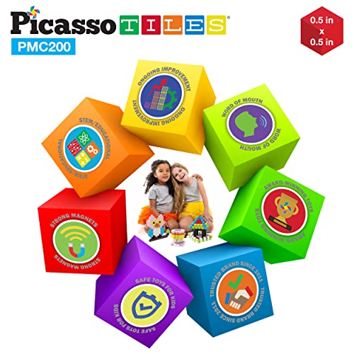 Picasso Cubes 0.5” Pixel Magnetic Puzzle Cube 200 Piece Mix & Match Sensory Toys STEAM Education Learning Building Block Magnets Children Construction Toy Set Stacking Magnet Creative Kit PMC200 - style: 200pc