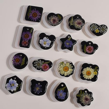 16-Piece Jewelry Mold Set - Oval Pendant, Resin & Clay, 3D & Silicone Molds for Resin Casting & Candle Making - color: pendant-12-pack