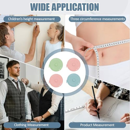 4Pcs Soft Tape Measure for Body Fabric Sewing Tailor Cloth Knitting Craft Measurements, 59 Inch Portable Measuring Tool, Mix1 - color: Mix1