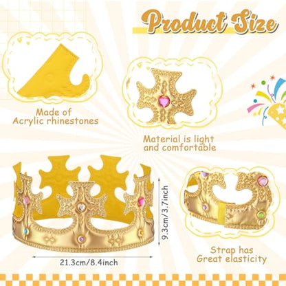 Yaomiao 22 pack DIY Crowns Set Include 12 Pcs Foam Princess Crowns and 10 Pcs Diamond Sticker for Kids - color: Gold, style: Cross