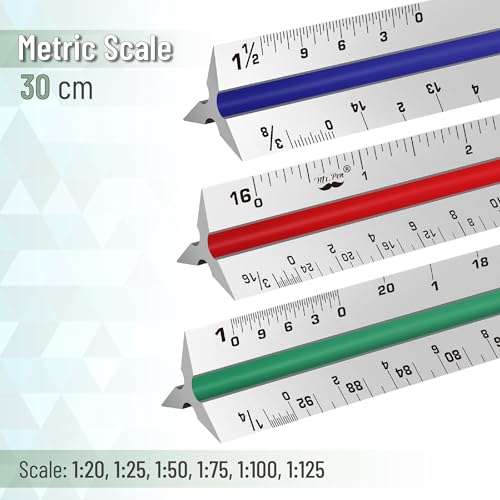Mr. Pen- Architectural Scale Ruler, 12 Inch, 3 pcs - color: Black & Silver, size: 3 Pack