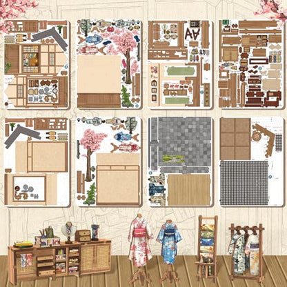 Cutefun Book Nook Kit - DIY Miniature Dollhouse Kit for Adults and Teens - color: Sakura Kimono Shop