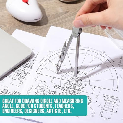 EBOOT Drawing Compass and 6 in Protractor Geometry Set, Turquoise - color: Turquoise