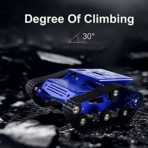 Smart Robot Car Chassis Kit Aluminum Alloy Big Tank Chassis with 2WD Motors for Jetson Nano/Raspberry Pi/Arduino DIY STEM Education Projects and ROS Research (Blue, with DC Motor) - color: Blue