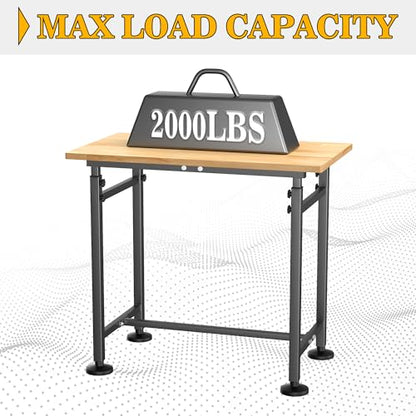 Ultrawall Workbench for Garage, 32"x18" Adjustable Height Work Table - size: 32 x 18 inch