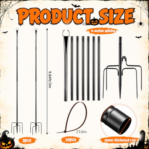 2Set Halloween Metal Skeleton Stand, Black, 9.84 Ft/ 3 M, Classic - color: Black, style: Classic