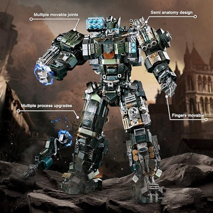 HIGH GODO Mech Building Blocks Set for Adults, Motorized Robot Model Building Kit with Multiple Weapons, Battle Damage Style Warrior Collectible Gifts for Man Ages 14+ (1403 Pieces) - style: Battle Damage Mech