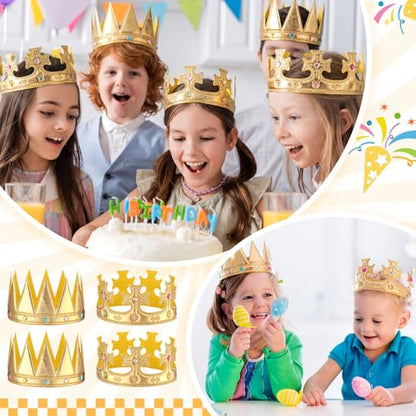 Yaomiao 22 pack DIY Crowns Set Include 12 Pcs Foam Princess Crowns and 10 Pcs Diamond Sticker for Kids - color: Gold, style: Classic