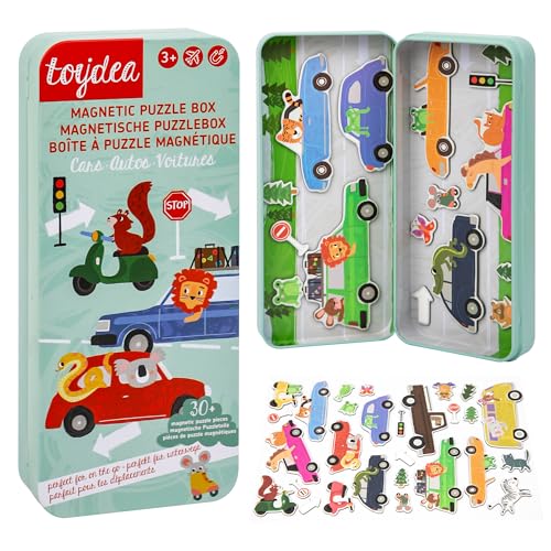 Magnetic Puzzle Box for Kids Ages 3-5, Car Travel Puzzle Game - color: Car