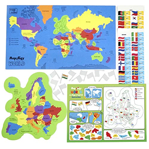 Imagimake Mapology USA & World Map Puzzle, Learn Countries, Flags, Capitals - style: USA & World Map