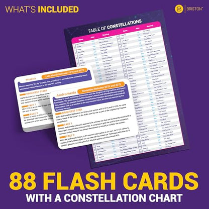 Constellation Flash Cards – 88 Astronomy Cards with Stars & Space Facts