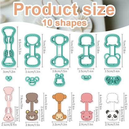 beinkmake 10Pcs Animals Keychain Polymer Clay Cutters for Adults Cute Animals Avatars Polymer Clay Keychain Cutter for Jewerly Making Birthday Party Gifts DIY Supplies - style: Little bear