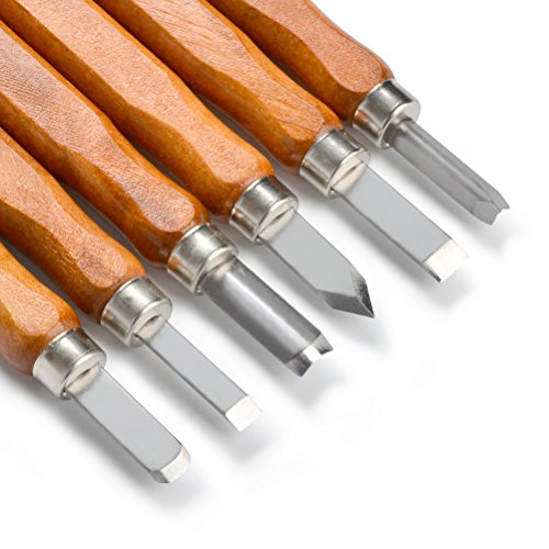 TIMESETL 17Pack Small Wood Carving Set, 12pcs Wood Carving Tools SK2 Carbon Steel + 4pcs Whetstone + 1pcs Storage Case for Beginners DIY Woodworking Sculpting Whittling with Safety Cap