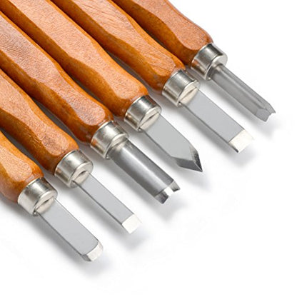 TIMESETL 17Pack Small Wood Carving Set, 12pcs Wood Carving Tools SK2 Carbon Steel + 4pcs Whetstone + 1pcs Storage Case for Beginners DIY Woodworking Sculpting Whittling with Safety Cap