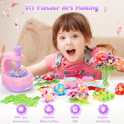 GirlsHome 300+PCS Fabric Flower Bouquets Toys, DIY Flower Craft Kits - color: Purple Pink