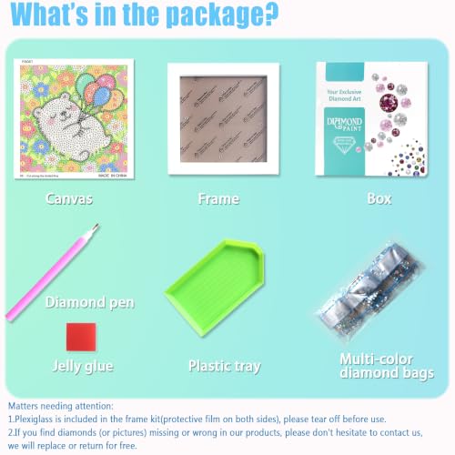 Libfx Diamond Art Kits for Kids with Frame Diamond Art for Girls Boys Beginners Arts and Crafts Birthday Gifts (Balloon Bear) - color: Balloon Bear
