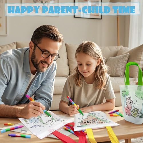 HahaMagic 12 Coloring Goodie Bags with 12 Crayons(12-in-1) - style: 12 Goodie Bags+12 crayons (12 colors)