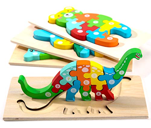 Montessori Mama Wooden Puzzles for Kids Ages 3-5, Montessori Toys for 3 Year Old, Animal Toys Ages 3+, 4-Pack Learning Puzzle - size: 4-10 pieces