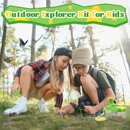 Bug Catching Kit for Kids 3-5: 17 PCS Bug Catcher Kit with Magnifying Glass - color: Green