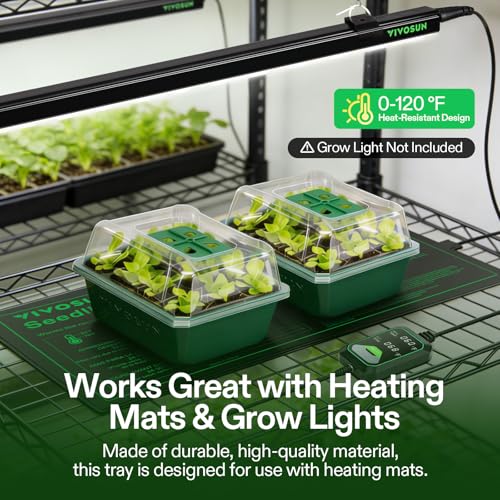 VIVOSUN 6-Pack Seed Starter Trays & 10"x20.75" Seedling Heat Mat - size: 6-Pack 72-Cell, style: Trays with 10"x20.75" Heat Mat