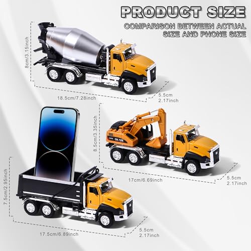 AIUAZA 1/50 Ratio die-Casting Engineering Construction Vehicle, Dump Truck, Excavator, Mixer, Alloy Collection Model car, Boy's Door Opening Pull Back car Toy (Dump Truck) - color: Dump Truck