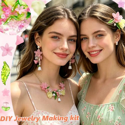 536 Pcs Acrylic Flower Beads Kit Frosted Flower Leaf Pendants Pearl Charms for DIY Crafts Necklace Earring Jewelry Making Plants Kit