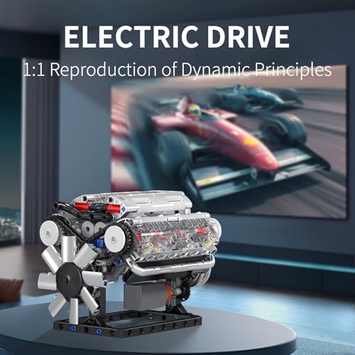 Mould King V8 Engine Building Blocks Sets, MOC Scale Model Kit with Battery Box and Motor, Collectible Set for Adults, Construction Toys Gifts for Friends Men Teen Youths (535 Pcs)