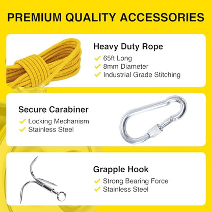 1320LB’s Complete Magnet Fishing Kit | Double Sided Fishing Magnet Kit with Case | Includes Strong Neodymium N52 Magnets, Durable 65ft Rope, Carabiner, Gloves, Grappling Hook & Carry Case - size: 1320 LB Double Sided Magnet Kit