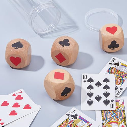 DICOSMETIC 4Pcs Wooden Trump Marker Dice 4cm Extra Large Euchre Cube Euchre Trump Indicator Poker Game Kit Suit Dice Set for Pinochle Bridge Playing Cards