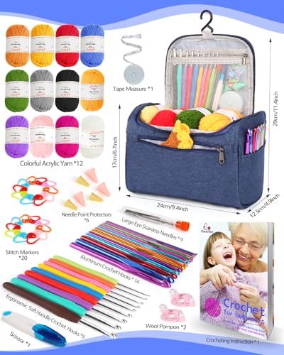 Aeelike Crochet Kits for Beginners Adults Kid, Complete Crochet Set, Pink - color: Pink
