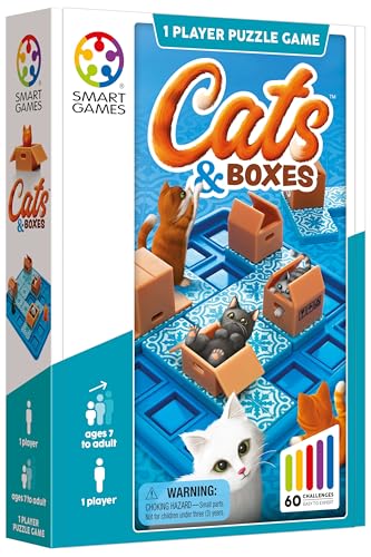 SmartGames Cats & Boxes – The Feline Fun Travel Puzzle Game, Ages 7+ - size: Medium