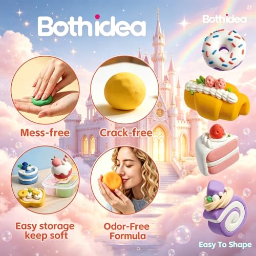 Both idea Air Dry Clay Dry Clay Kit Air Clay Kit & Clay Kits for Kids with Air Dry Clay Tools, Dry Air Clay Craft Cake Dessert Ideal Kid Craft School Party Classroom Birthday Party Gifts - style: Baking Magician