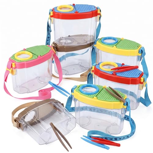 Halloscume 8 Pack Bug Catcher for Kids with Tweezers, Deep Colors - color: Deep Colors