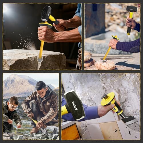 INCLY 8PCS Geology Rock Pick Equipment Kit, Rock Hammer and Chisel Set - size: 8Pcs
