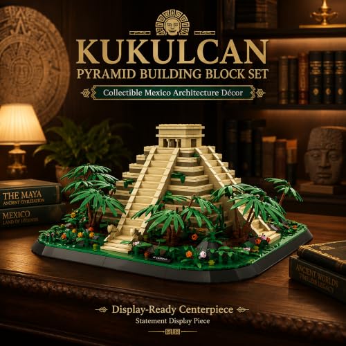 El Castillo Pyramid Building Block Set 1346 Pcs Mayan Kukulcan Temple Mexico Architecture Model Kit for Adults Teens 14+ Historical Chichen Itza Display Centerpiece Ancient World Culture Gift - style: El Castillo Pyramid