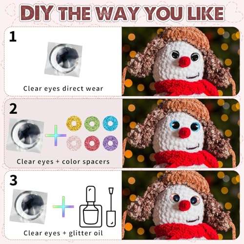 MUCUNNIA 120pcs 12mm 3D Sparkle Moon Safety Eyes for Amigurumi with Washers - size: 12mm