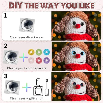 MUCUNNIA 120pcs 12mm 3D Sparkle Moon Safety Eyes for Amigurumi with Washers - size: 12mm