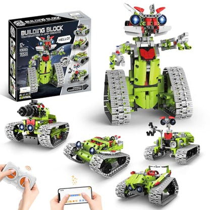 5 in 1 STEM Robot Building Kit with APP Remote Control, 705 PCS Engineering Robot Toys for Kids Age 8-16, Science Coding RC Robotics Kit Birthday Gifts for Boys Girls 6 7 8 9 10 11 12 - style: 07