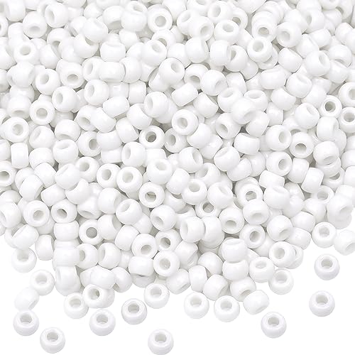 1000 Pcs White Pony Beads for Jewelry Making - Christmas & Friendship Bracelets, DIY Bracelet & Necklace - 6x9mm - color: White
