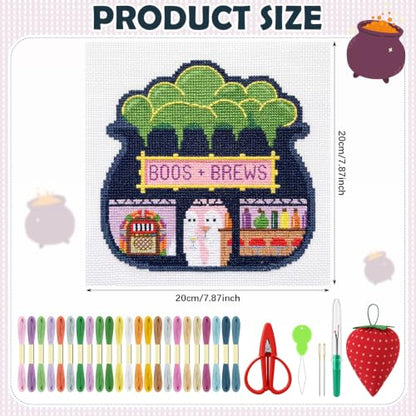 XunYee 43 Pcs Halloween Boos and Brews Needlepoint Kit for Beginners Adults - style: Halloween Boos and Brews