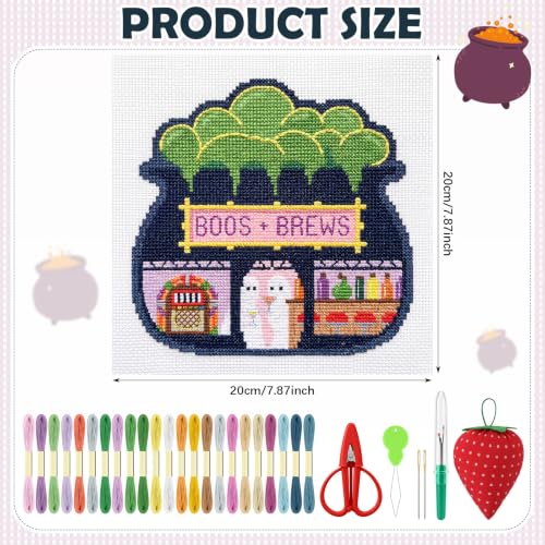 XunYee 43 Pcs Halloween Boos and Brews Needlepoint Kit for Beginners Adults - style: Halloween Boos and Brews