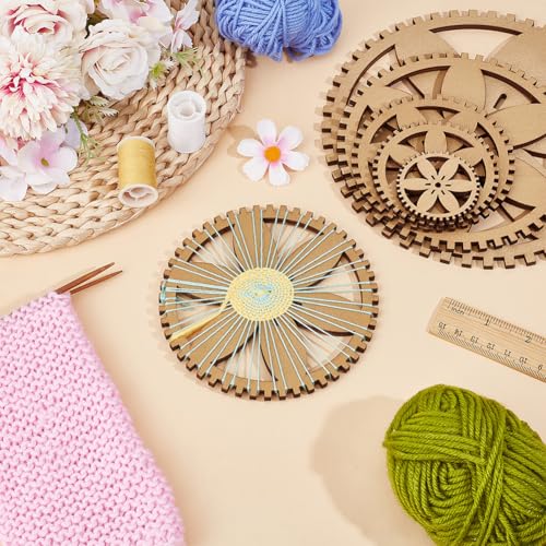 BENECREAT 6 Sizes Poplar Wood Weaving Loom Kit, Round DIY Weaving Loom DIY Weaving Art Tapestry Loom for Hanging Decor Woven Tapestry Knitted Crafts Making, 4.5mm Thick - size: Round