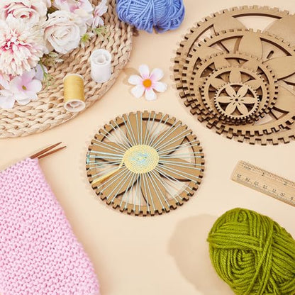 BENECREAT 6 Sizes Poplar Wood Weaving Loom Kit, Round DIY Weaving Loom DIY Weaving Art Tapestry Loom for Hanging Decor Woven Tapestry Knitted Crafts Making, 4.5mm Thick - size: Round