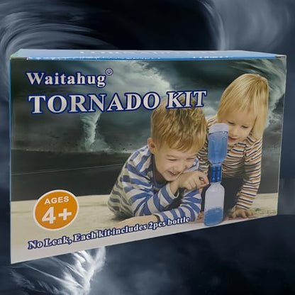 Tornado Maker, Bottle to Bottle Transfer Connectors, 2pc Clear Bottles, No Leak, Tornados Toys for Kids, Weather Science Experiment Toy