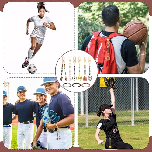 Hinly 3718 Pcs Sports Keychain Bracelet Making Kit DIY Name Bead Craft - color: Colorful, style: Sports Balls