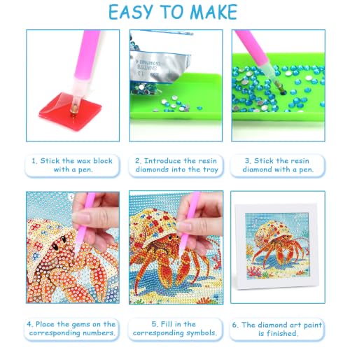 Libfx Diamond Art Kits for Kids with Frame Diamond Art for Girls Boys Beginners Arts and Crafts Birthday Gifts (Hermit Crab) - color: Hermit Crab